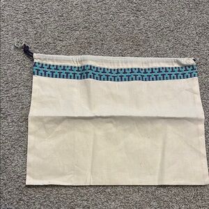Tory Burch Canvas Drawstring Bag with Blue Pattern
